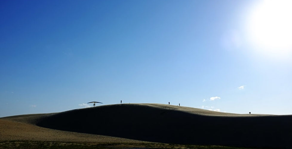 Hang gliding on the sand dunes